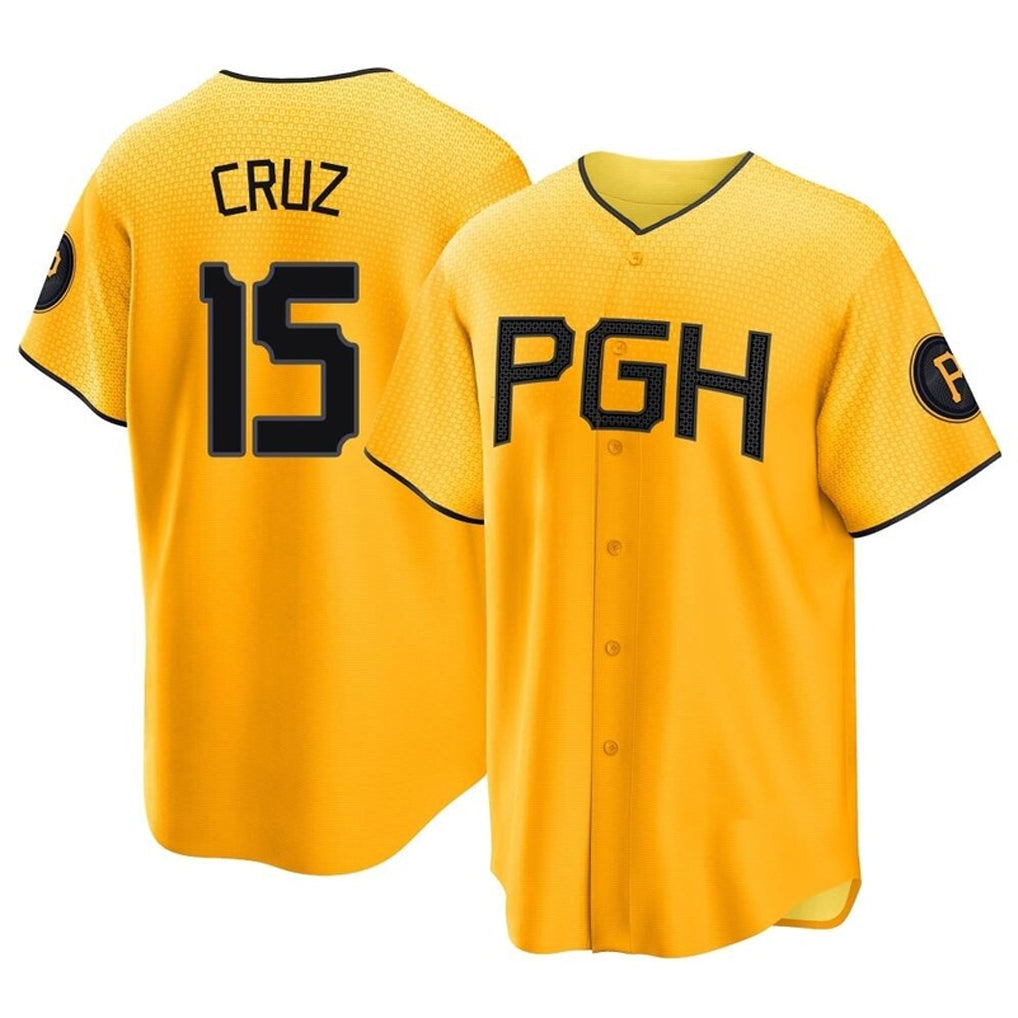 Rebec P.Pirates #15 Oneil Cruz Player Gold City Connect Home Game Stitched Jerseys