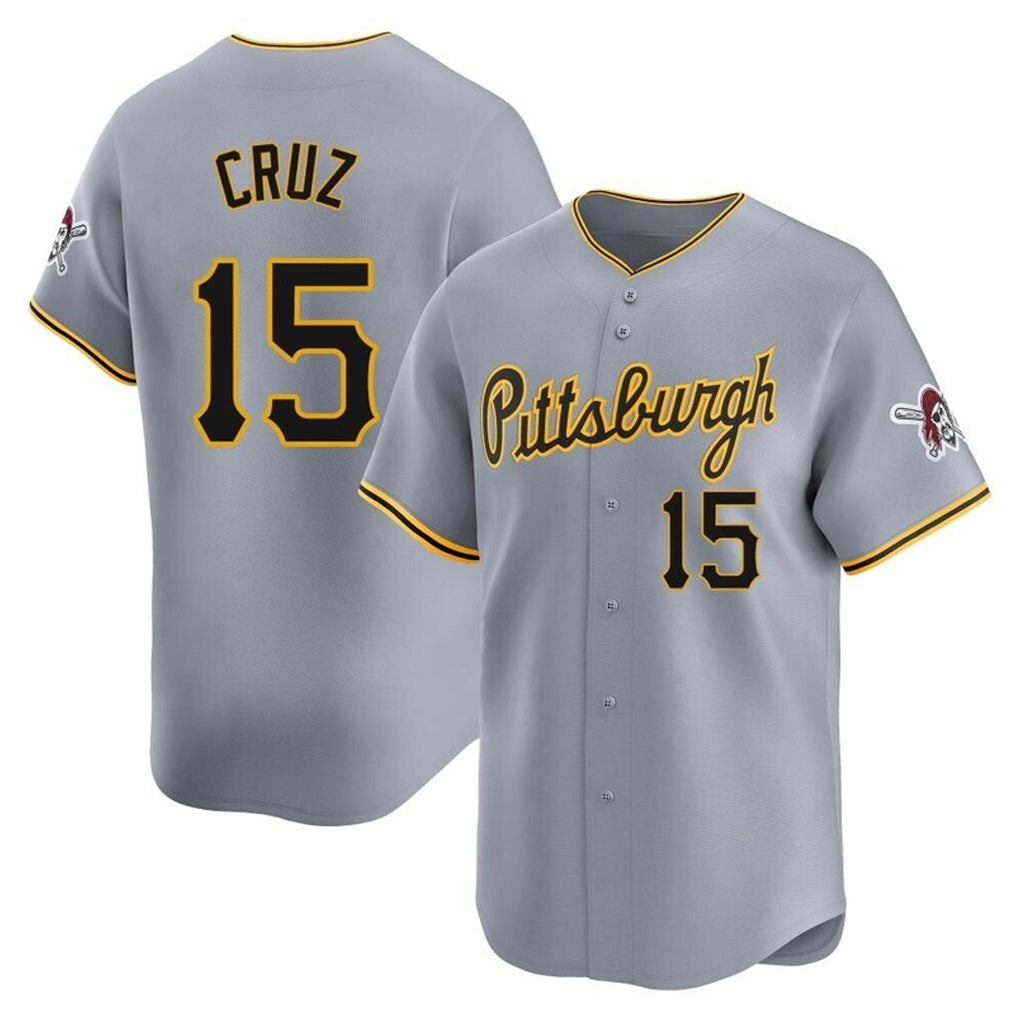 Rebec P.Pirates #15 Oneil Cruz Player Gray Road Home Limited Stitched Jerseys