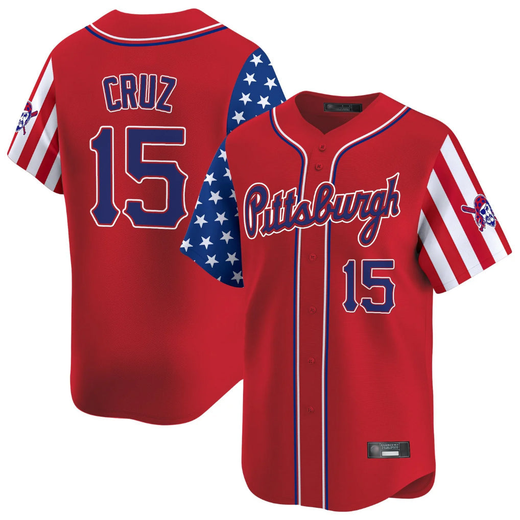 Rebec P.Pirates #15 Oneil Cruz Player Red 2025 Independence Day Vapor Premier Limited Stitched Jerseys