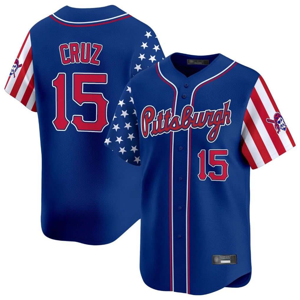 Rebec P.Pirates #15 Oneil Cruz Player Royal 2025 Independence Day Vapor Premier Limited Stitched Jerseys