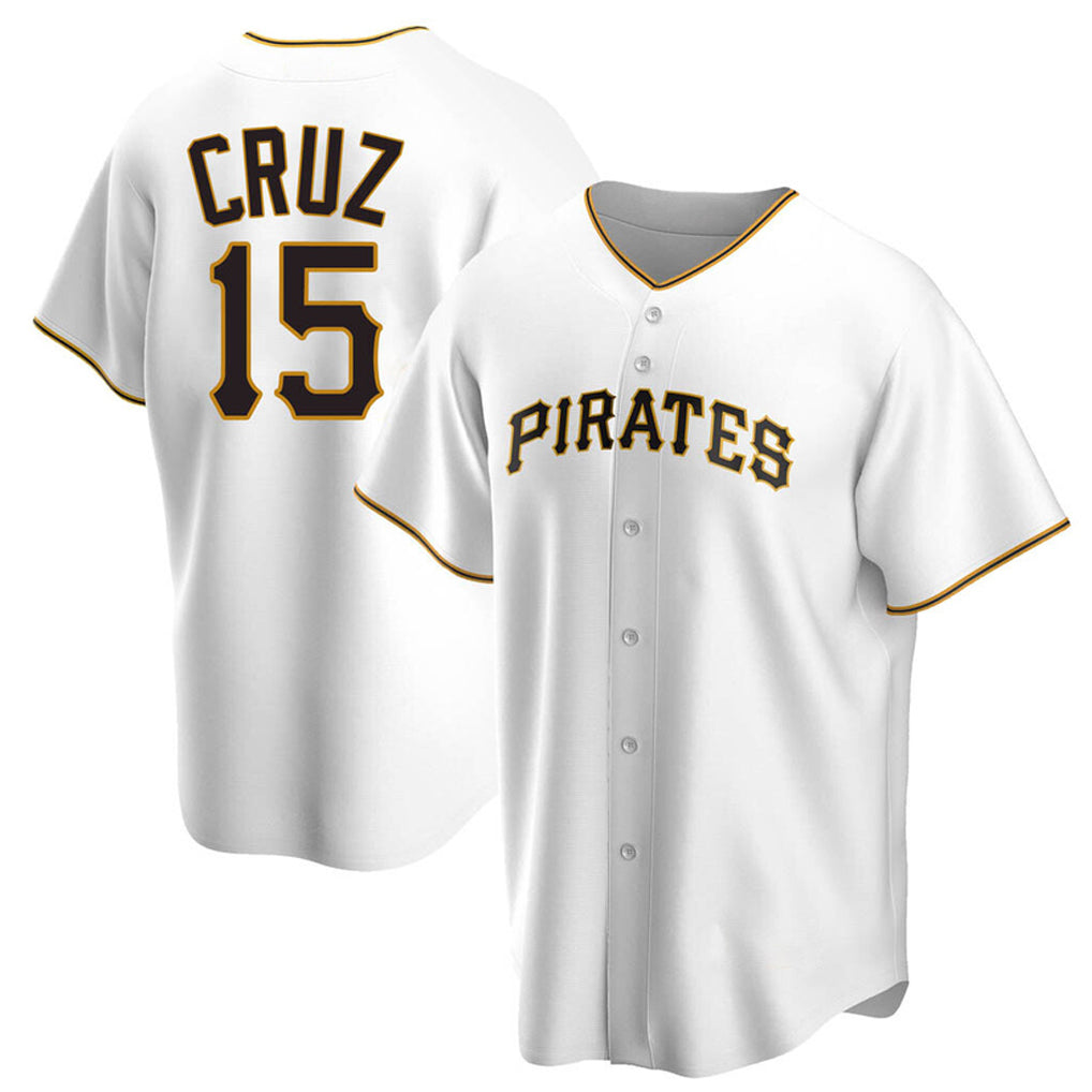Rebec P.Pirates #15 Oneil Cruz Player White Home Game Stitched Jerseys