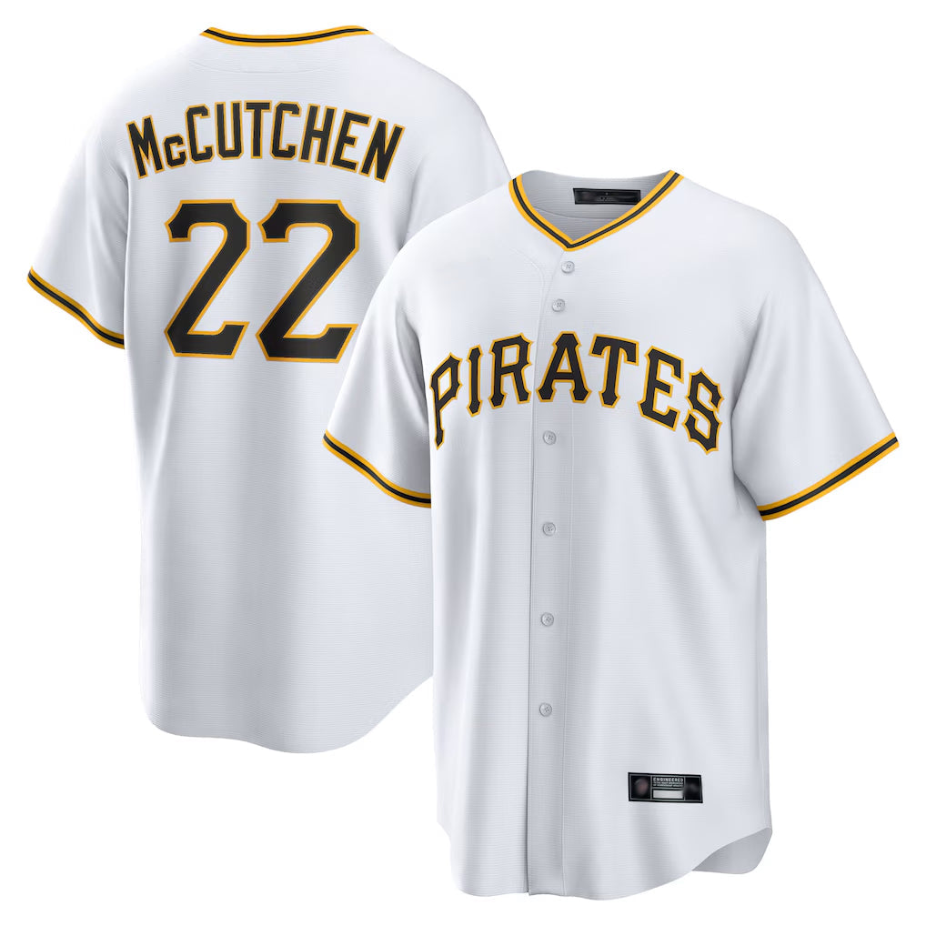 Rebec P.Pirates #22 Andrew McCutchen Player White Home Game Stitched Jerseys