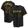 Rebec P.Pirates #21 Roberto Clemente Player Black Snake Skin City Home Limited Stitched Jerseys