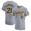 Rebec P.Pirates #21 Roberto Clemente Player Gray Road Home Limited Elite Stitched Jerseys