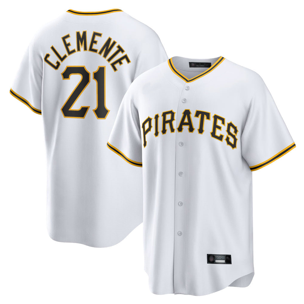 Rebec P.Pirates #21 Roberto Clemente Player White Home Game Stitched Jerseys