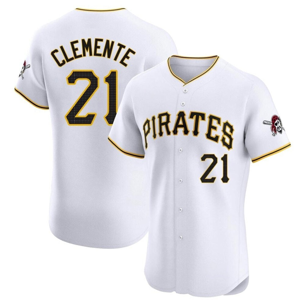 Rebec P.Pirates #21 Roberto Clemente Player White Home Limited Elite Stitched Jerseys