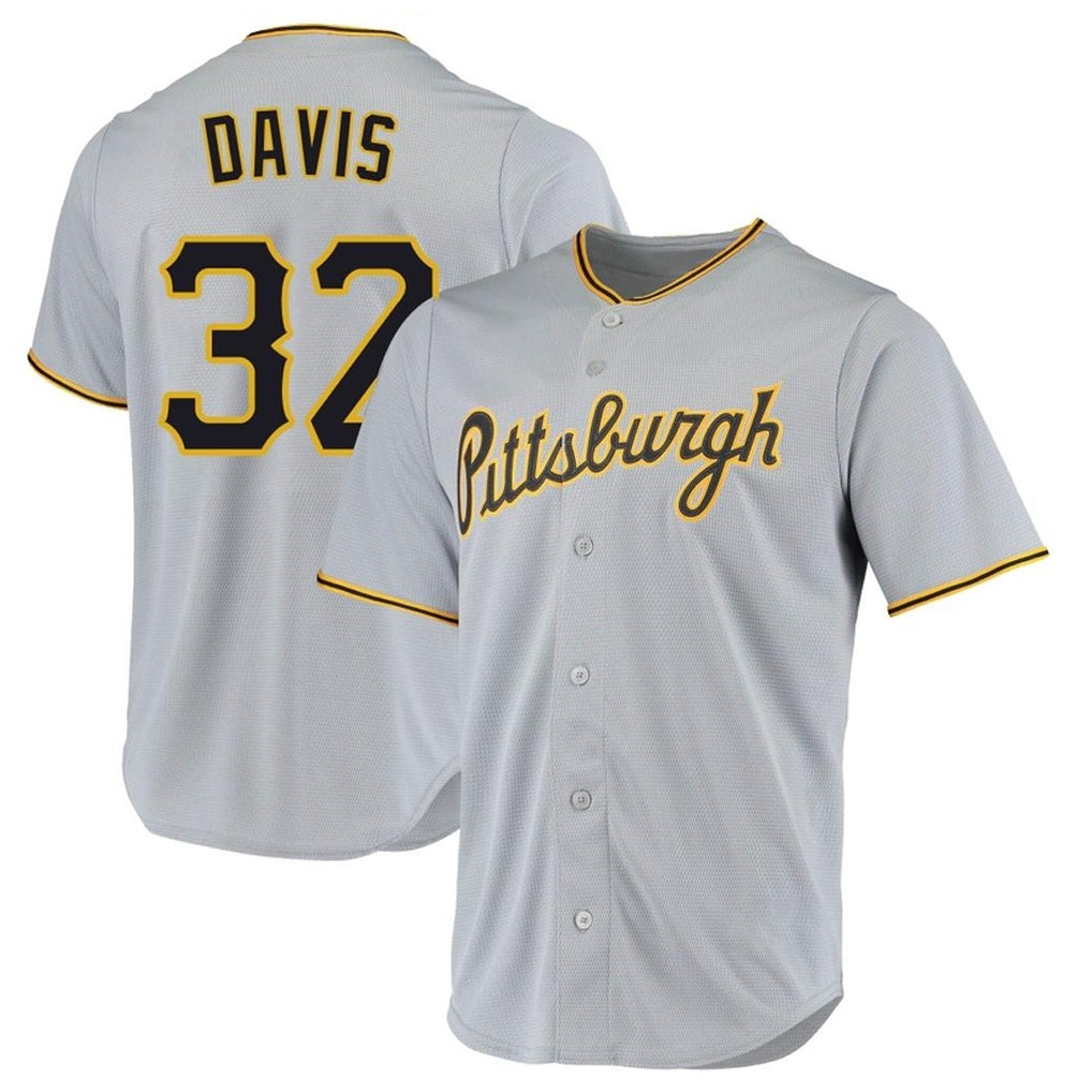 Rebec P.Pirates #32 Henry Davis Player Gray Road Home Game Stitched Jerseys