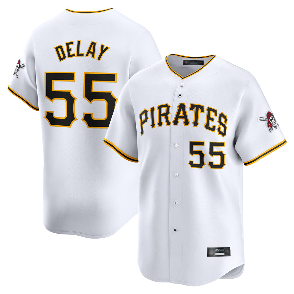 Rebec P.Pirates #55 Jason Delay Player White Home Limited Stitched Jerseys
