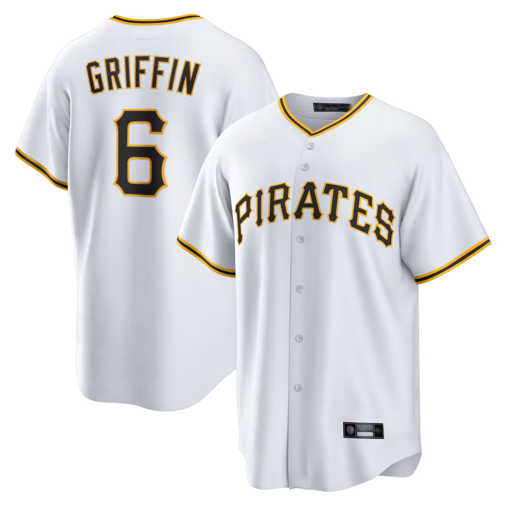Rebec P.Pirates #6 Konnor Griffin Player White Home Game Stitched Jerseys