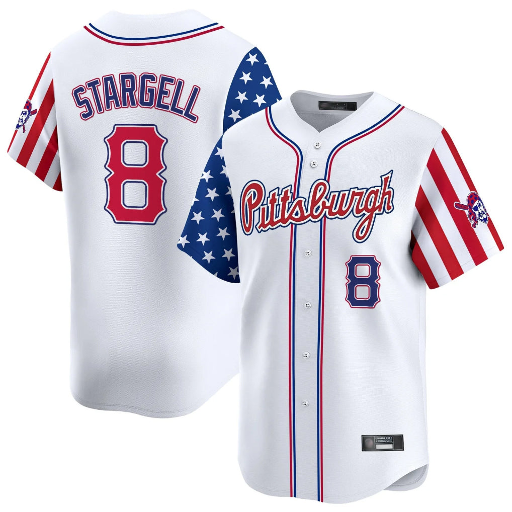 Rebec P.Pirates #8 Willie Stargell Player White 2025 Independence Day Vapor Premier Limited Stitched Jerseys