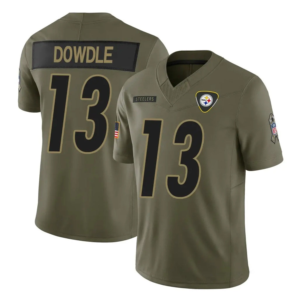 Rebec P.Steelers #13 Rico Dowdle Player Olive 2025 Salute To Service Limited Home Game Stitched Jerseys