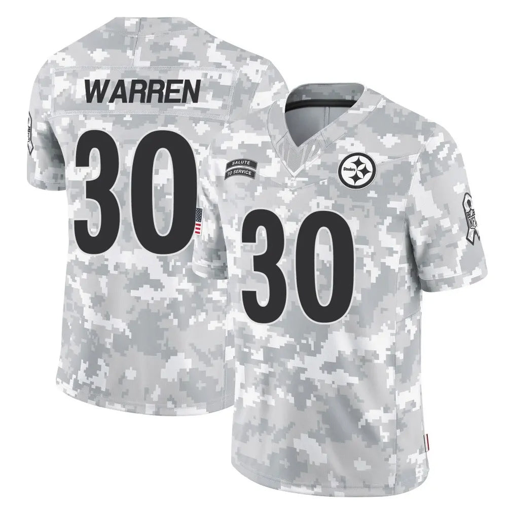 Rebec P.Steelers #30 Jaylen Warren Player Arctic Camo Limited Salute To Service Home Game Stitched Jerseys