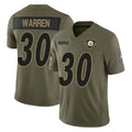 Rebec P.Steelers #30 Jaylen Warren Player Olive 2025 Salute To Service Limited Home Game Stitched Jerseys