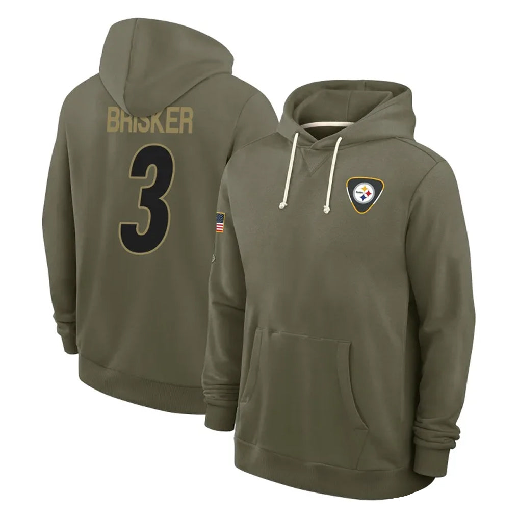 Rebec P.Steelers #3 Jaquan Brisker Player Olive Salute to Service Pullover Hoodies Limited Stitched Jerseys