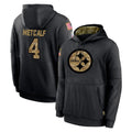 Rebec P.Steelers #4 DK Metcalf Player Black Salute to Service Hoodies Limited Game Stitched Jerseys