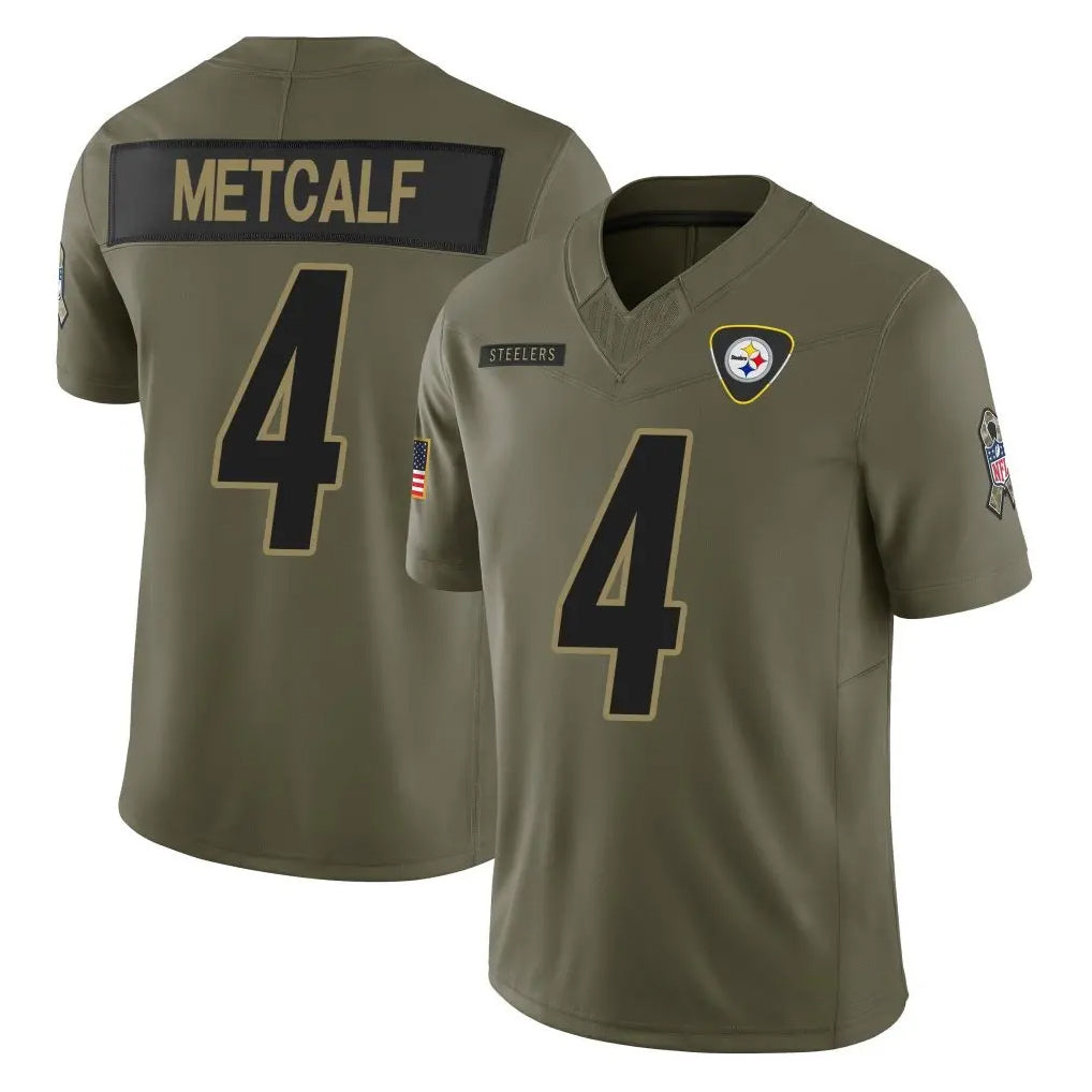Rebec P.Steelers #4 DK Metcalf Player Olive 2025 Salute To Service Limited Home Game Stitched Jerseys
