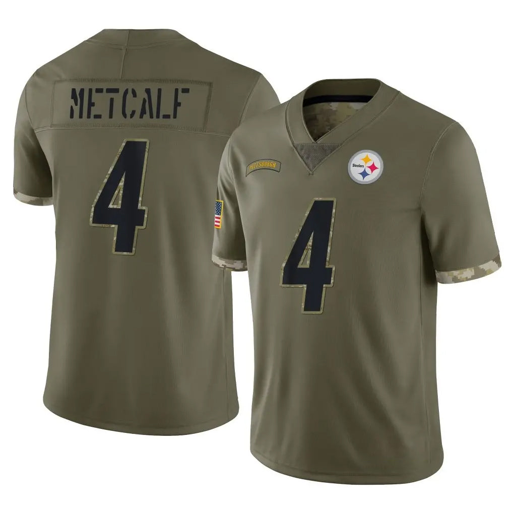 Rebec P.Steelers #4 DK Metcalf Player Olive Limited Salute To Service Home Game Stitched Jerseys