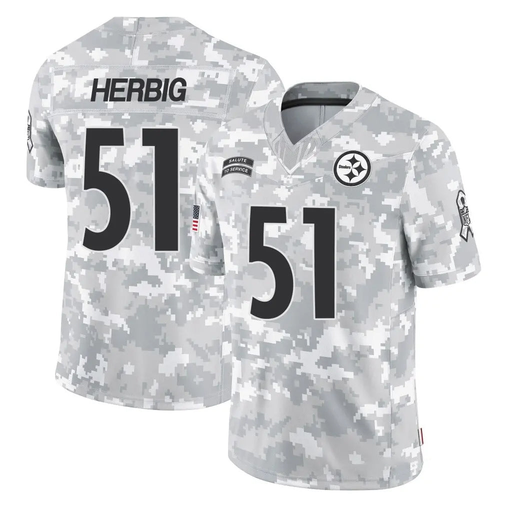 Rebec P.Steelers #51 Nick Herbig Player Arctic Camo Limited Salute To Service Home Game Stitched Jerseys