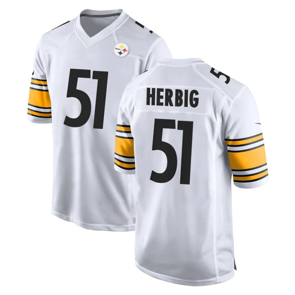 Rebec P.Steelers #51 Nick Herbig Player White Home Game Stitched Jerseys