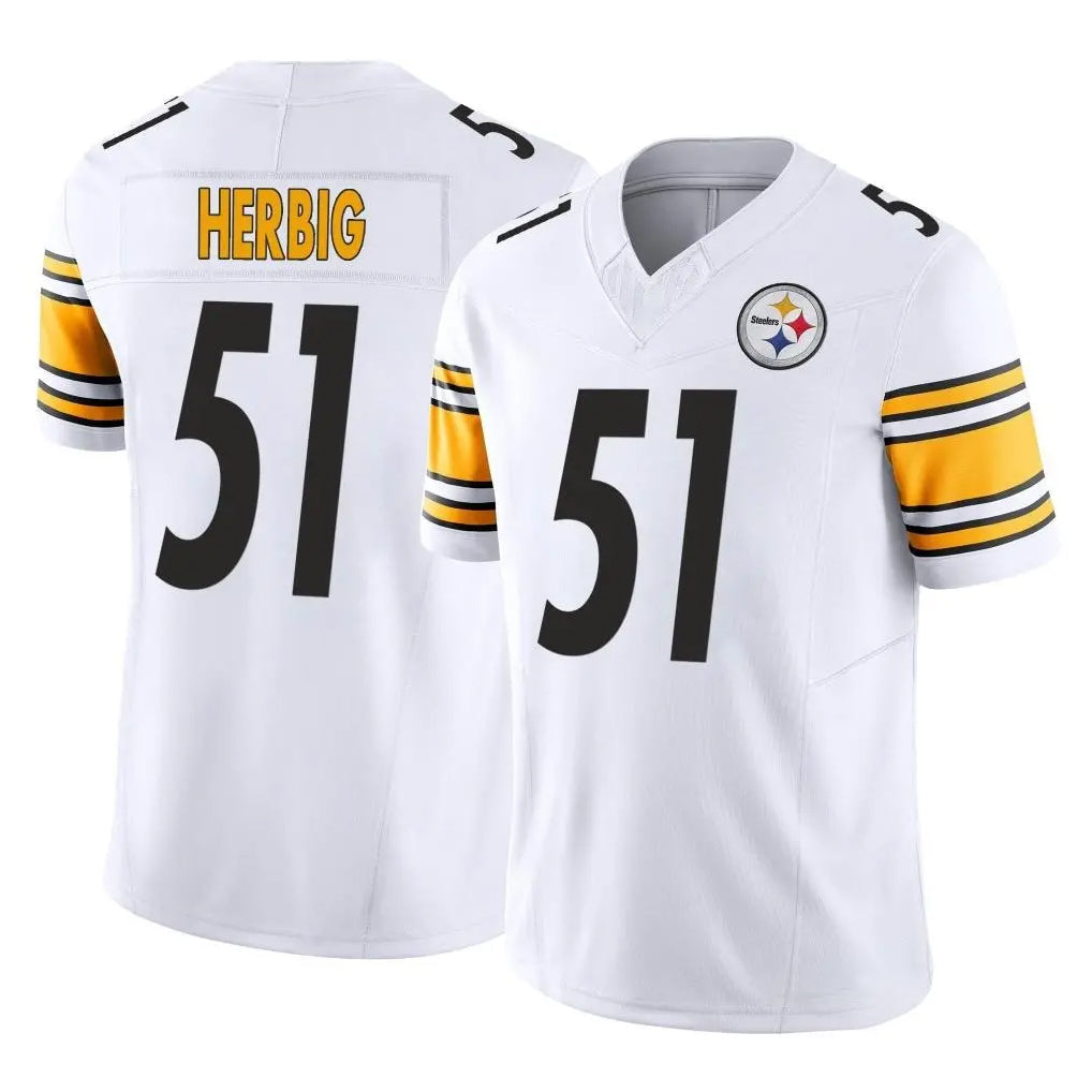 Rebec P.Steelers #51 Nick Herbig Player White Limited Vapor F.U.S.E. Home Game Stitched Jerseys