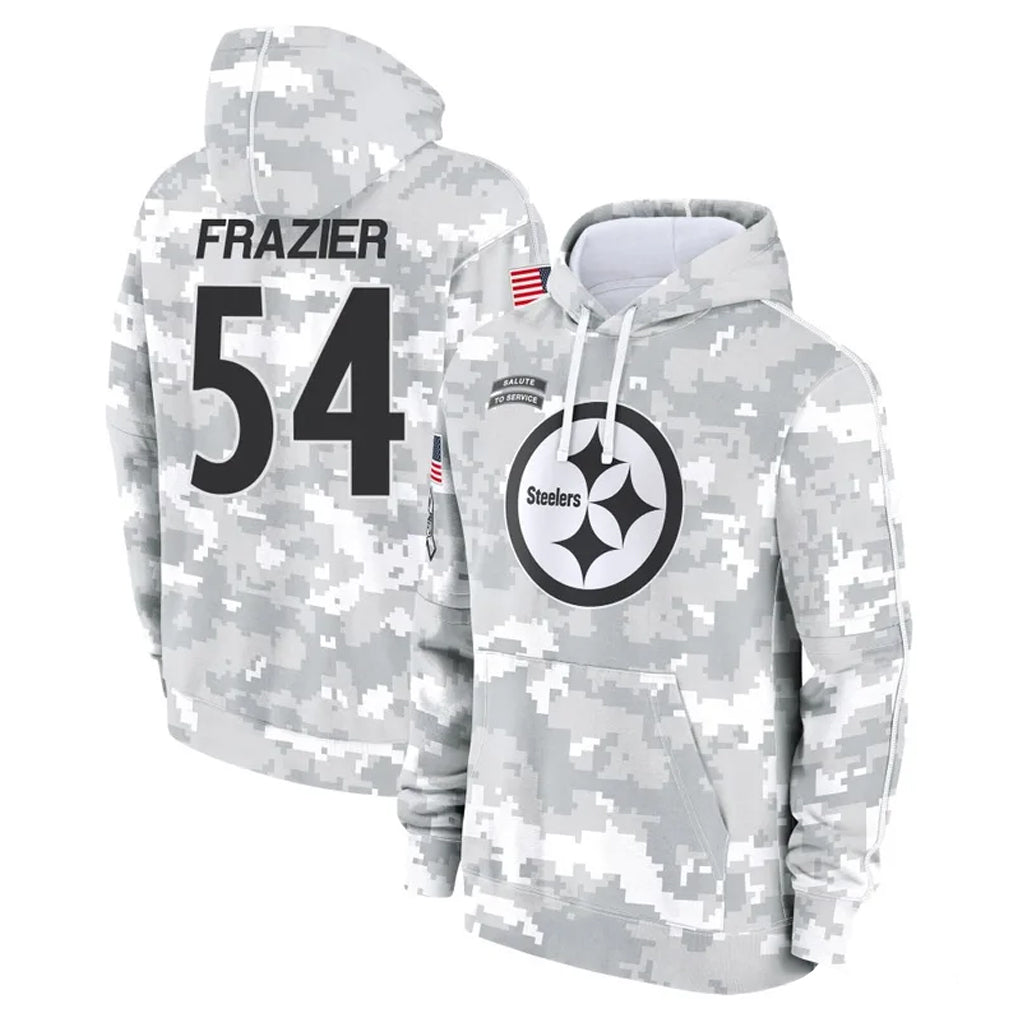 Rebec P.Steelers #54 Zach Frazier Player Arctic Camo Limited Salute to Service Pullover Hoodies Game Stitched Jerseys
