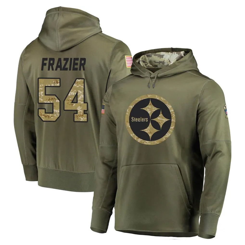 Rebec P.Steelers #54 Zach Frazier Player Olive Salute to Service Pullover Hoodie Home Game Stitched Jerseys
