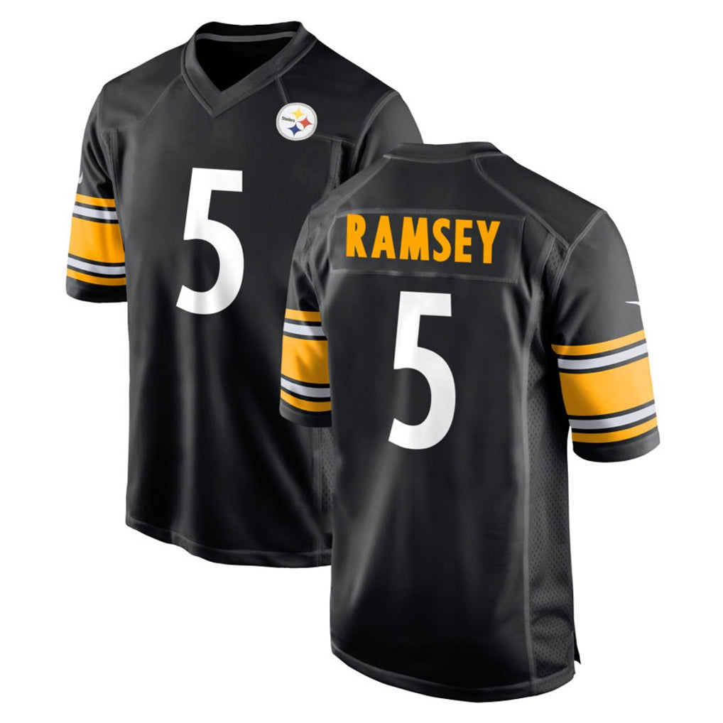 Rebec P.Steelers #5 Jalen Ramsey Player Black Home Game Stitched Jerseys