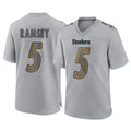 Rebec P.Steelers #5 Jalen Ramsey Player Gray Atmosphere Fashion Home Game Stitched Jerseys