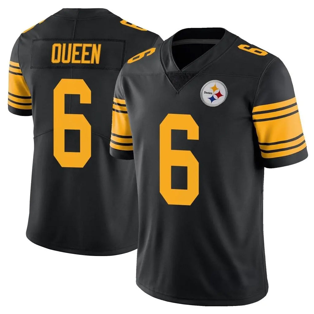 Rebec P.Steelers #6 Patrick Queen Player Black Limited Color Rush Home Game Stitched Jerseys