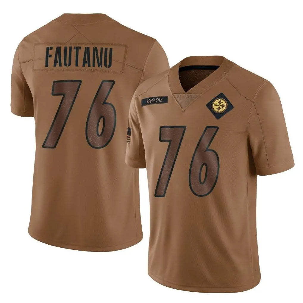 Rebec P.Steelers #76 Troy Fautanu Player Brown Limited Salute To Service Home Game Stitched Jerseys