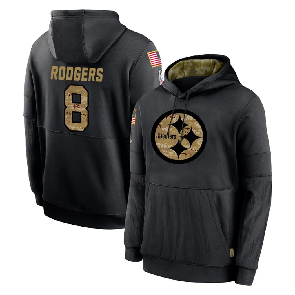 Rebec P.Steelers #8 Aaron Rodgers Player Black Salute to Service Hoodies Limited Game Stitched Jerseys