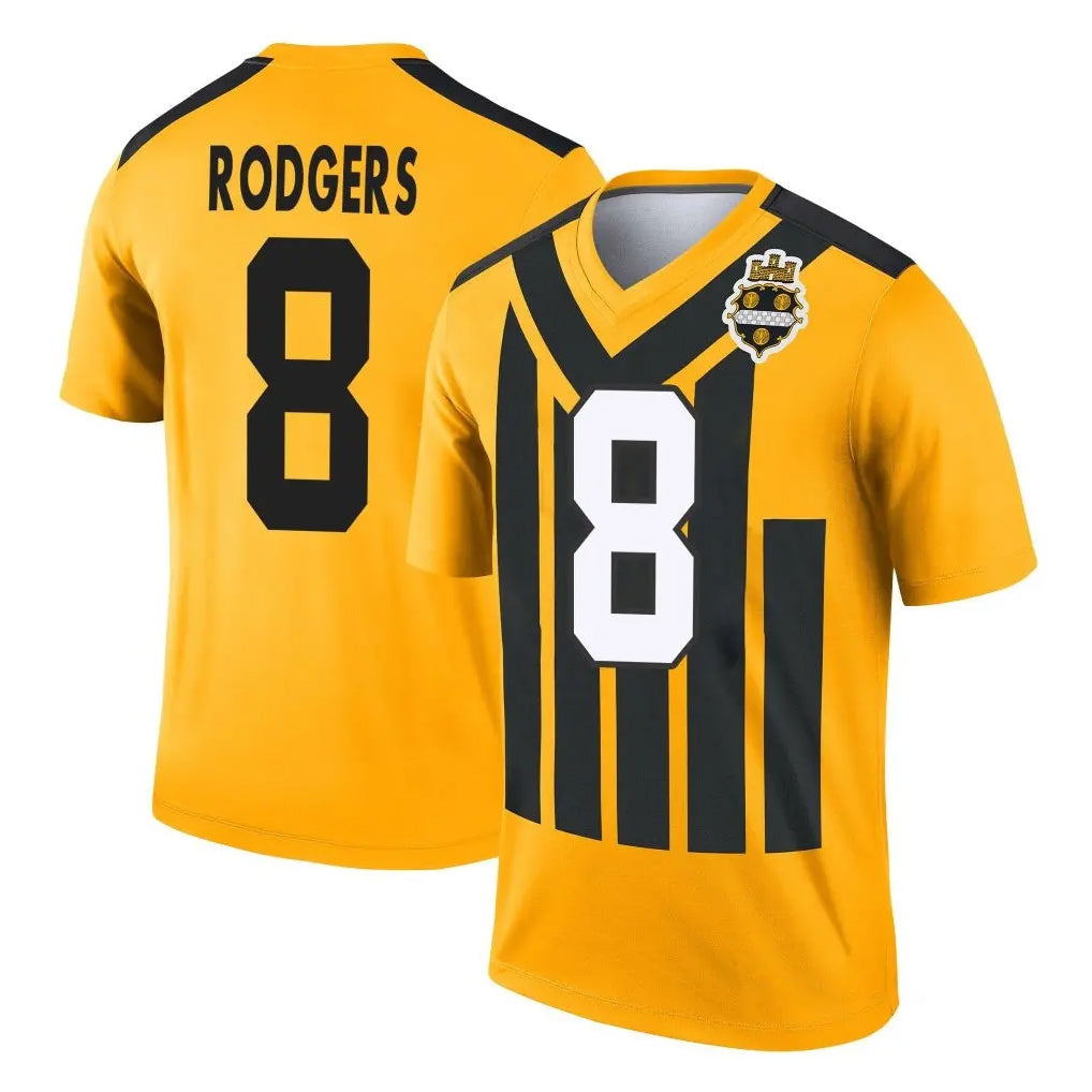 Rebec P.Steelers #8 Aaron Rodgers Player Gold Legend Limited 1933 Throwback Performance Home Game Stitched Jerseys