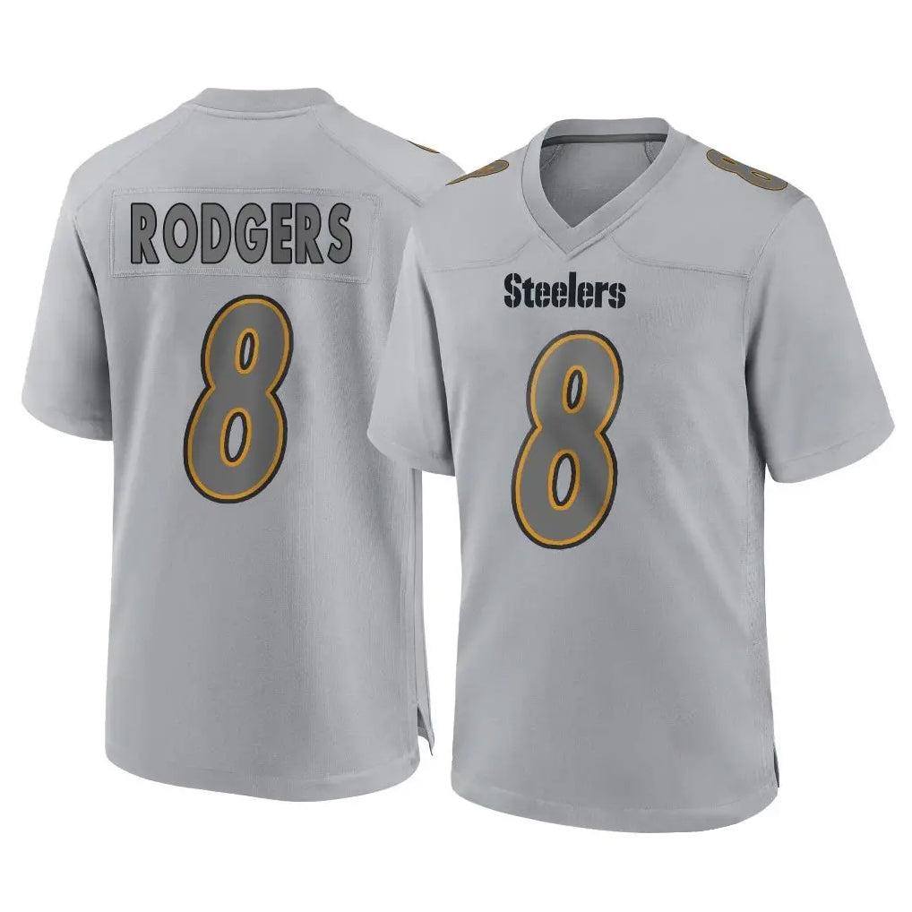Rebec P.Steelers #8 Aaron Rodgers Player Gray Atmosphere Fashion Home Game Stitched Jerseys
