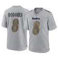 Rebec P.Steelers #8 Aaron Rodgers Player Gray Atmosphere Fashion Home Game Stitched Jerseys