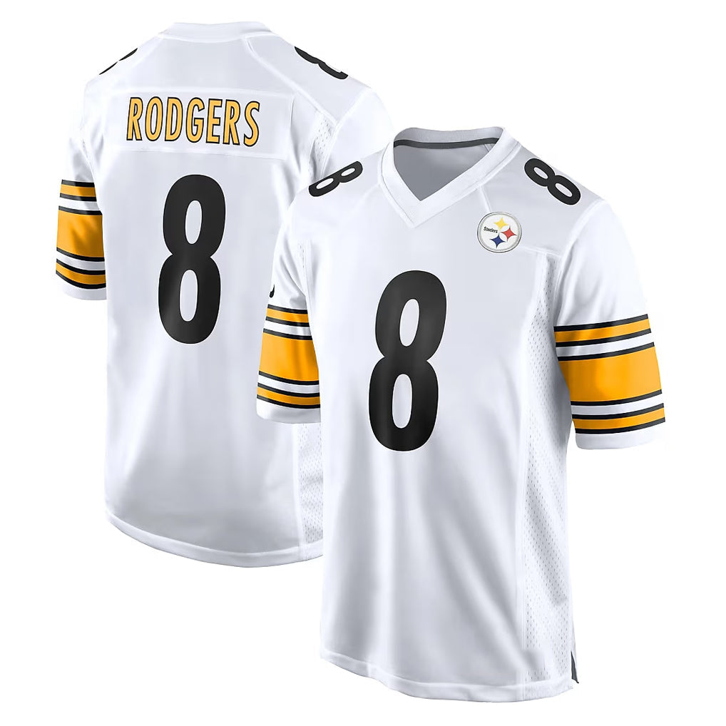 Rebec P.Steelers #8 Aaron Rodgers Player White Home Game Stitched Jerseys