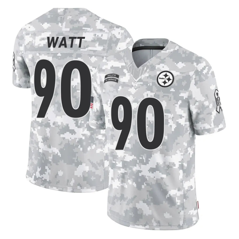 Rebec P.Steelers #90 T.J. Watt Player Arctic Camo Limited Salute To Service Home Game Stitched Jerseys