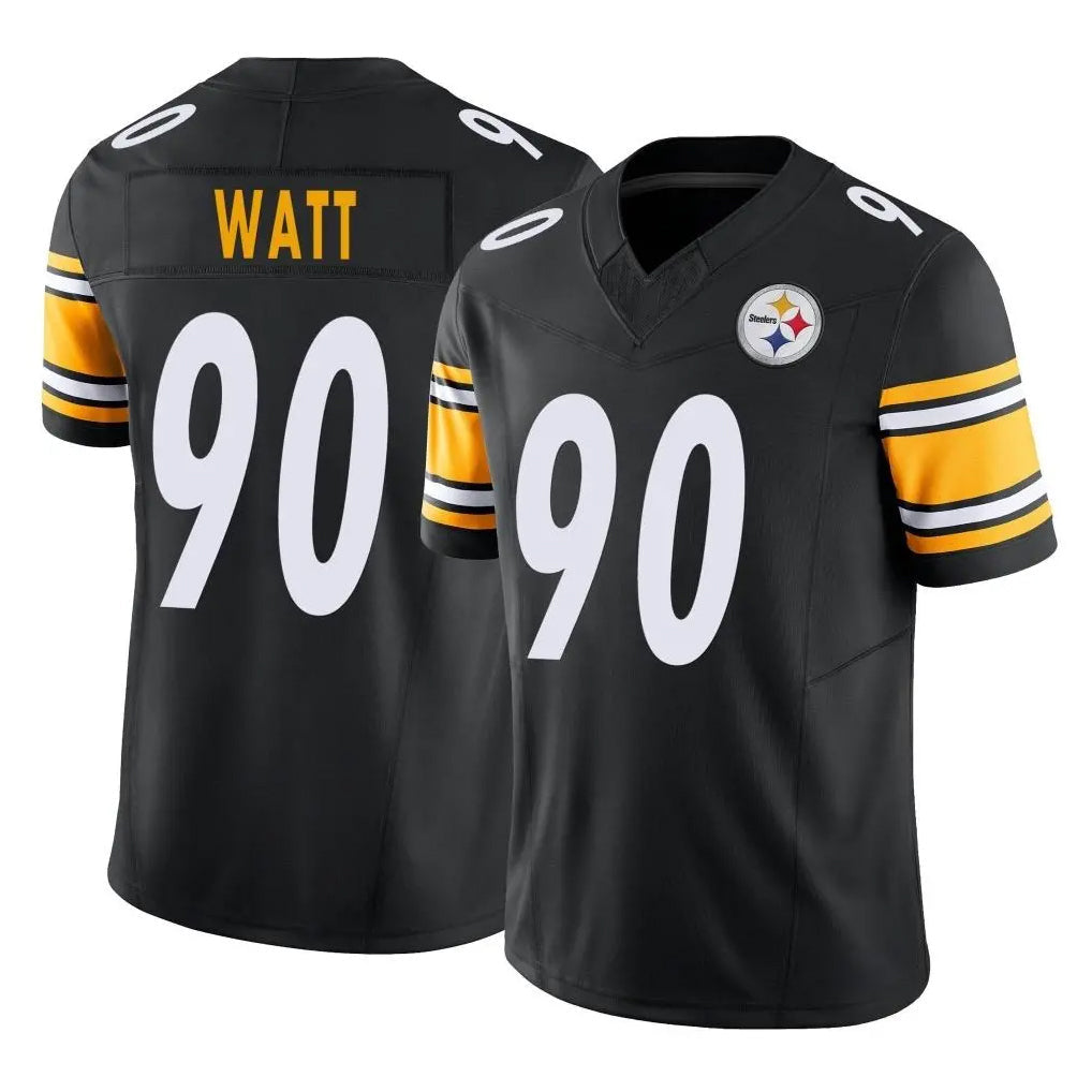 Rebec P.Steelers #90 T.J. Watt Player Black Limited Vapor F.U.S.E. Home Game Stitched Jerseys