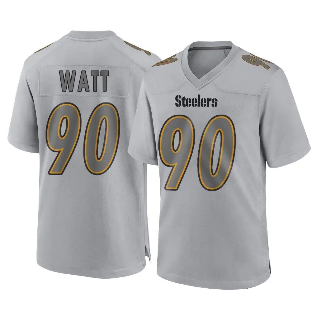Rebec P.Steelers #90 T.J. Watt Player Gray Atmosphere Fashion Home Game Stitched Jerseys