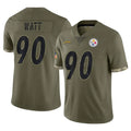 Rebec P.Steelers #90 T.J. Watt Player Olive Limited Salute To Service Home Game Stitched Jerseys