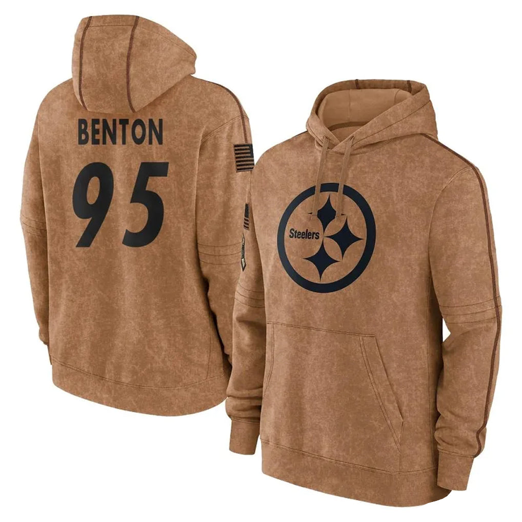 Rebec P.Steelers #95 Keeanu Benton Player Brown Limited Salute to Service Pullover Hoodies Game Stitched Jerseys