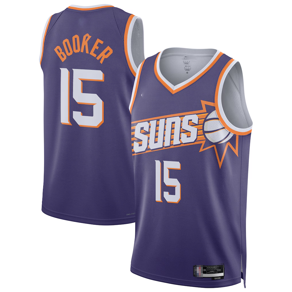 Rebec P.Suns #15 Devin Booker Purple Swingman Player Jerseys - Icon Edition