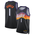 Rebec P.Sunss #1 Devin Booker Black 202526 Swingman Jerseys - City Edition