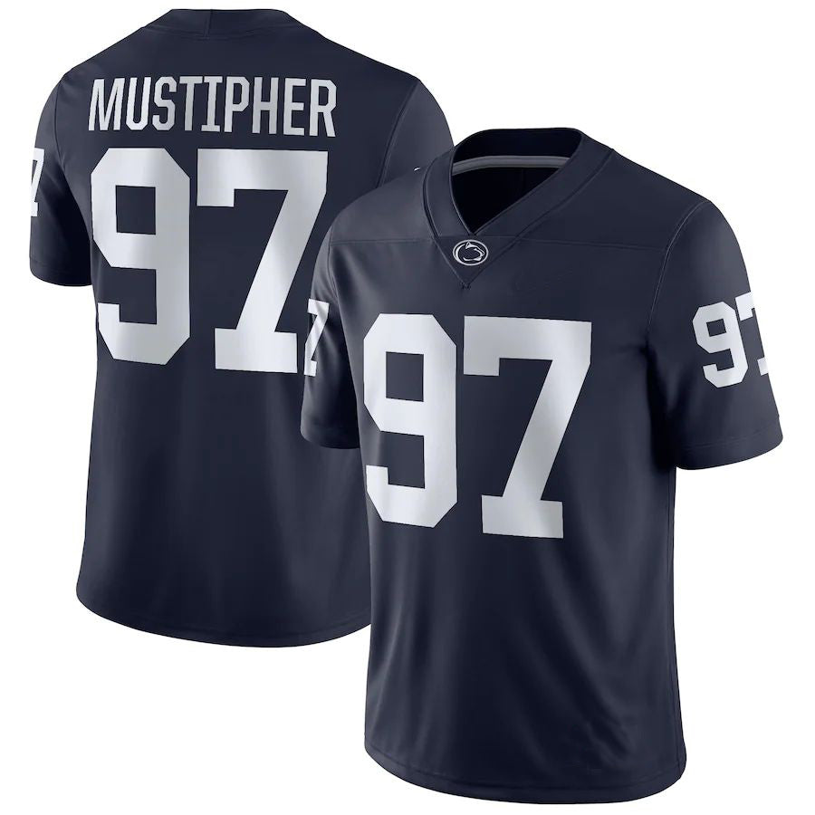 Rebec P.State Nittany Lions #97 PJ Mustipher NIL Replica Football Jersey Navy Stitched American College Jerseys