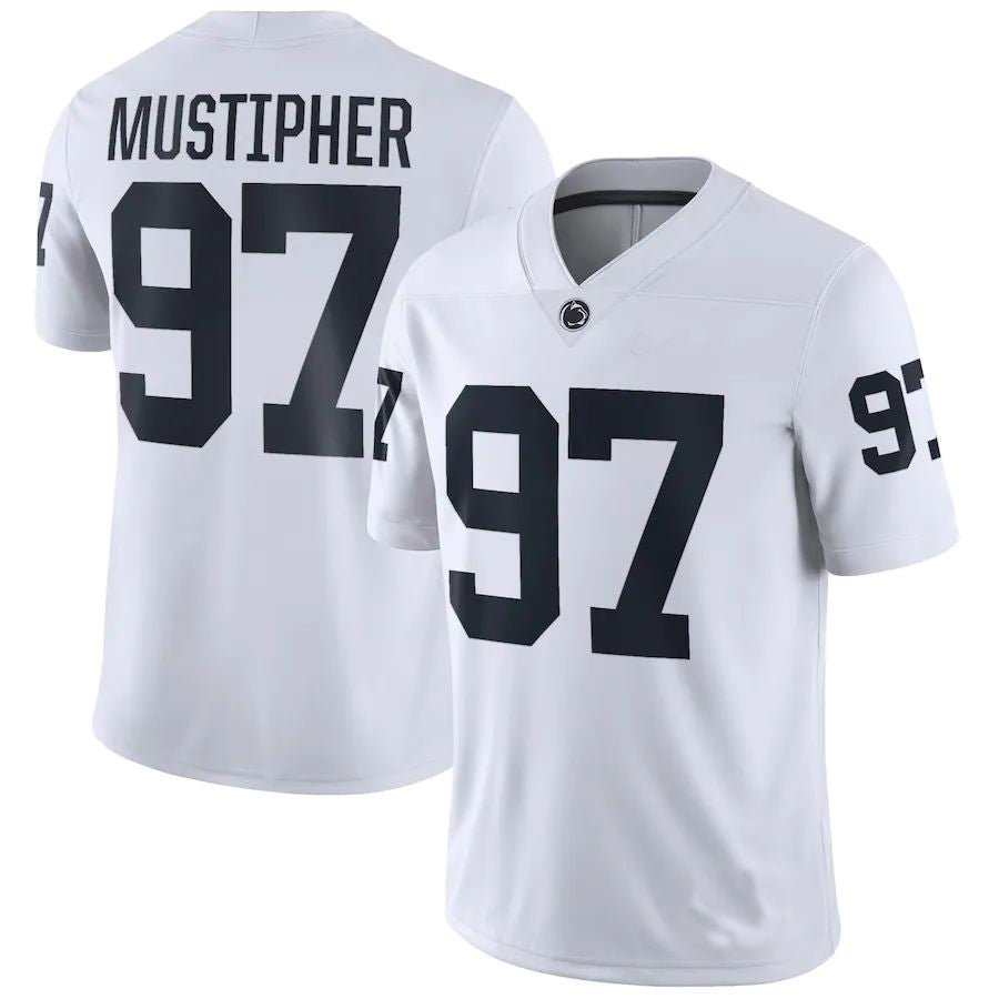 Rebec P.State Nittany Lions #97 PJ Mustipher NIL Replica Football Jersey White Stitched American College Jerseys
