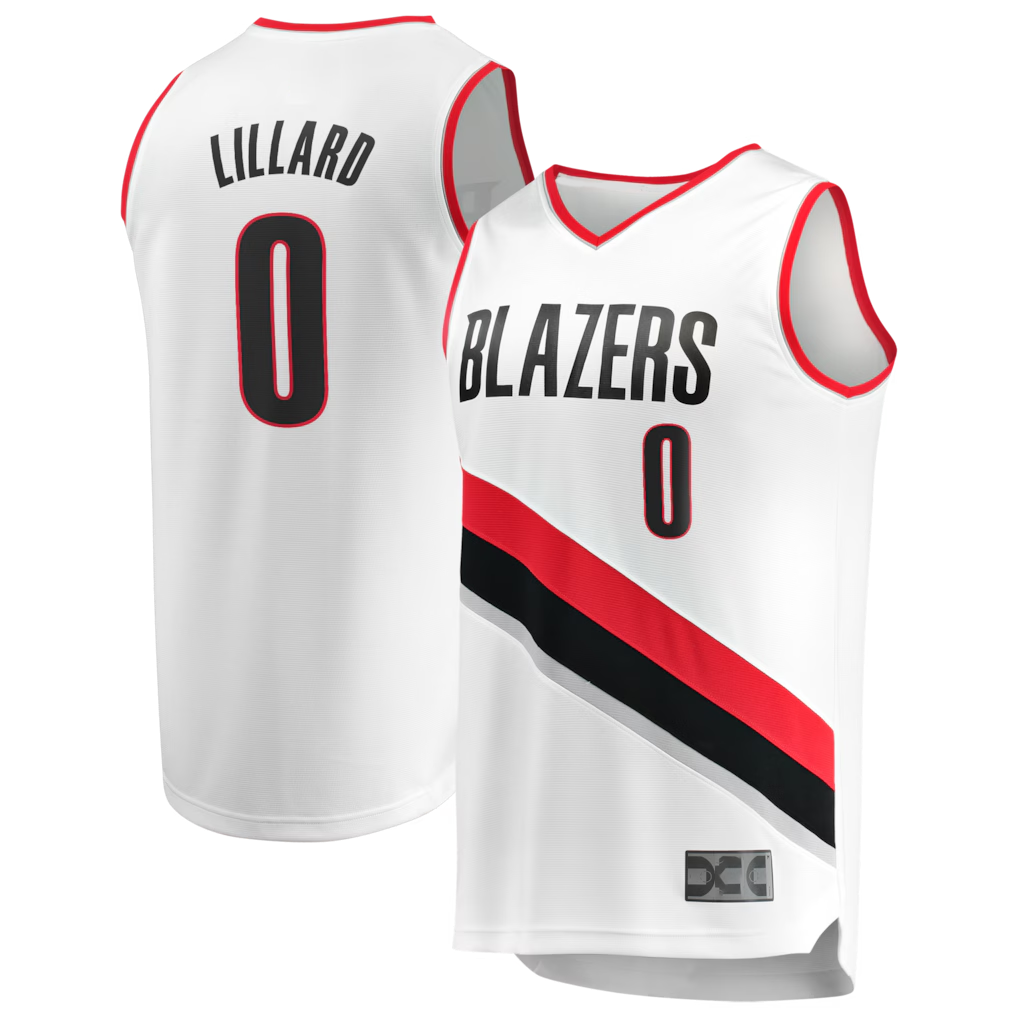 Rebec PT.Blazers #0 Damian Lillard Fanatics White Fast Break Replica Jerseys - Association Edition