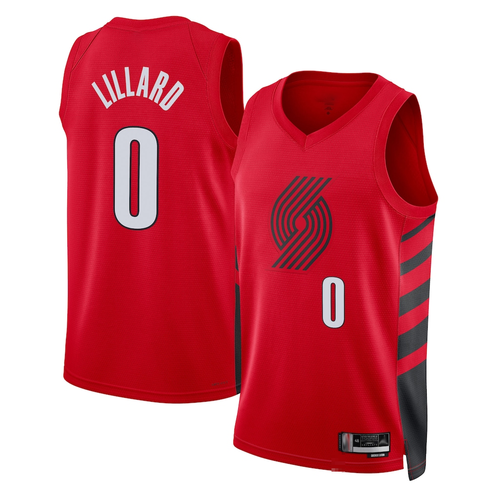 Rebec PT.Blazers #0 Damian Lillard Red Swingman Jerseys - Statement Edition