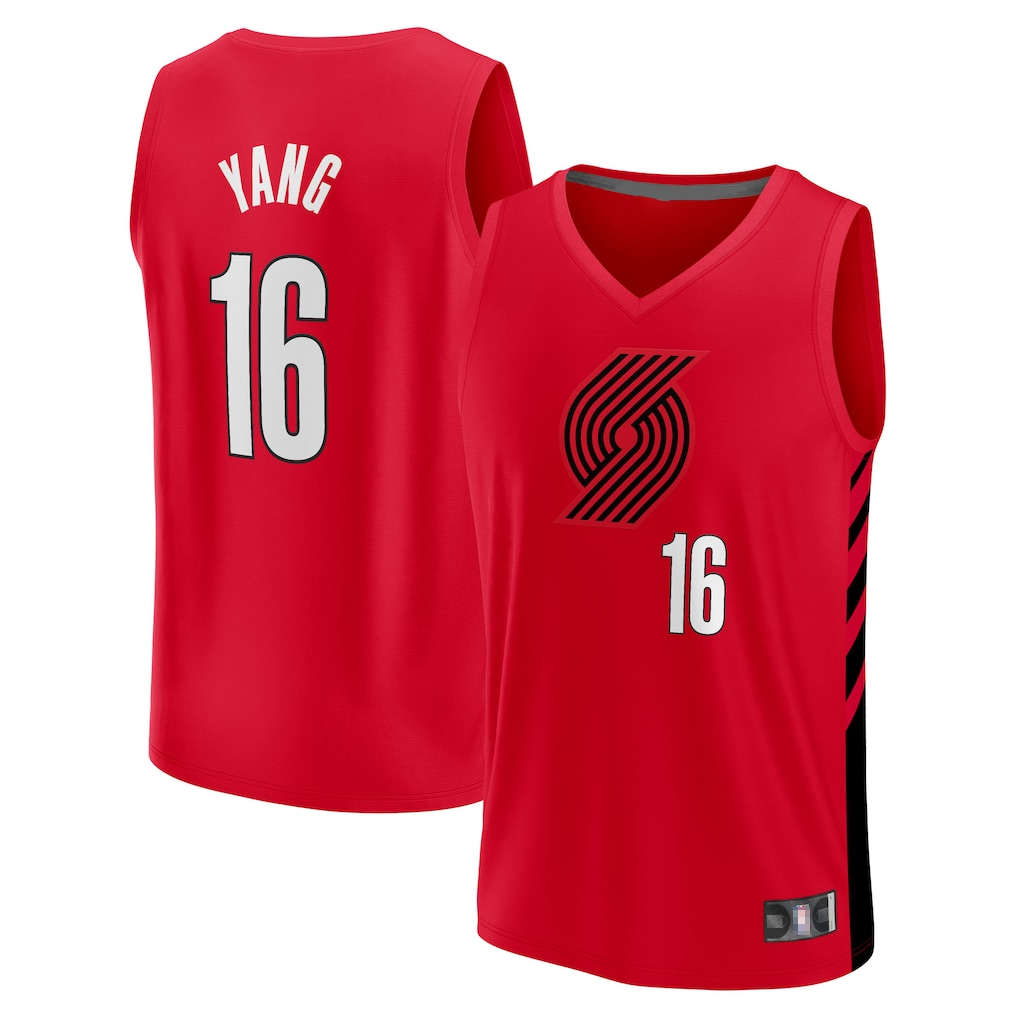 Rebec PT.Blazers #16 Yang Hansen Fanatics Red Fast Break Replica Jerseys - Statement Edition