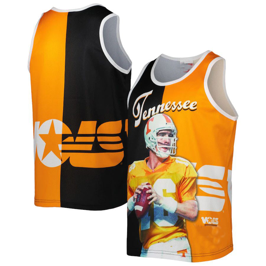 Rebec T.Volunteers #16 Peyton Manning Mitchell & Ness Sublimated Player Tank Top Black Tennessee Orange Stitched American College Jerseys