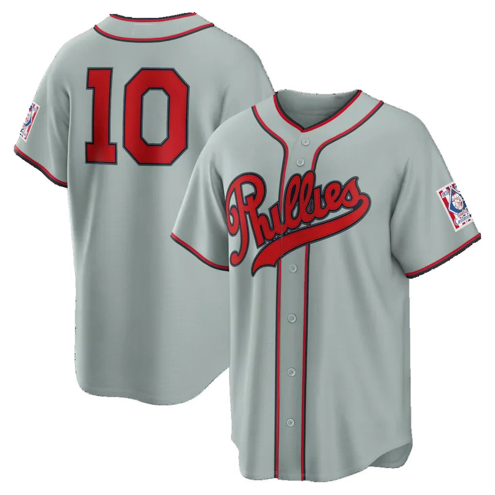 P.Phillies #10 J.T. Realmuto Gray Rebec 2026 Field of Dreams Stadium Baseball Stitched Jerseys