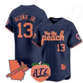 Rebec A.Braves #13 Ronald Acuna Jr. NavyThe Big Peach Vapor Stitches Personalized Jersey